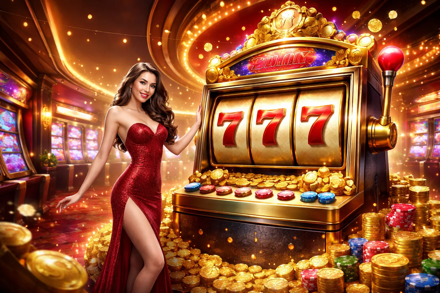 Hình ảnh nền các trò chơi nổ hũ và jackpot tại 77 Ball Thể Thao